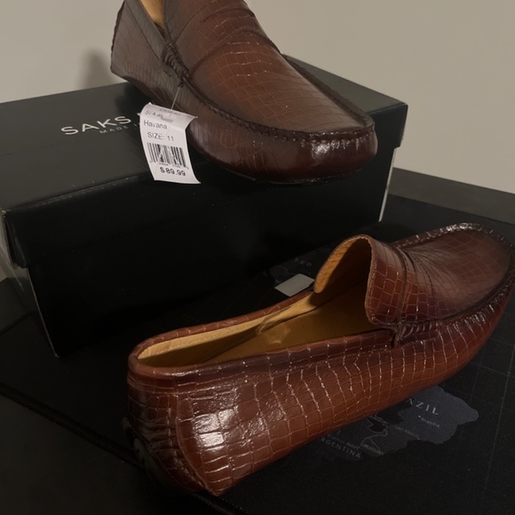 Saks fifth ave crocodile skin loafers main image 4
